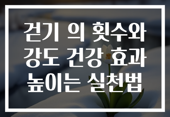 걷기 의 횟수와 강도 건강 효과 높이는 실천법