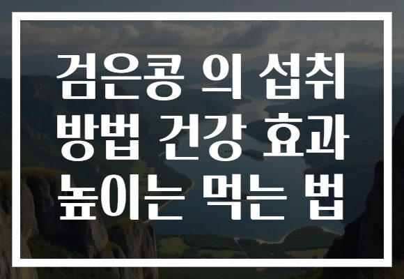 검은콩 의 섭취 방법 건강 효과 높이는 먹는 법