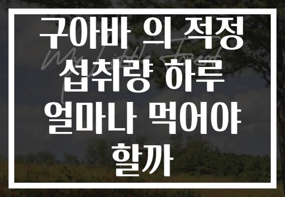 구아바 의 적정 섭취량 하루 얼마나 먹어야 할까