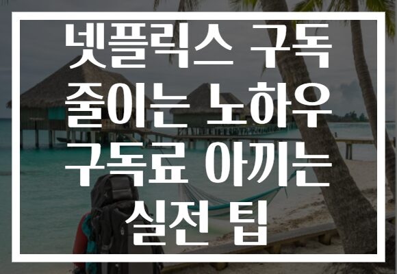 넷플릭스 구독 줄이는 노하우 구독료 아끼는 실전 팁