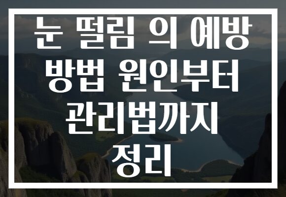 눈 떨림 의 예방 방법 원인부터 관리법까지 정리