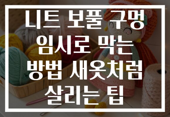 니트 보풀 구멍 임시로 막는 방법 새옷처럼 살리는 팁