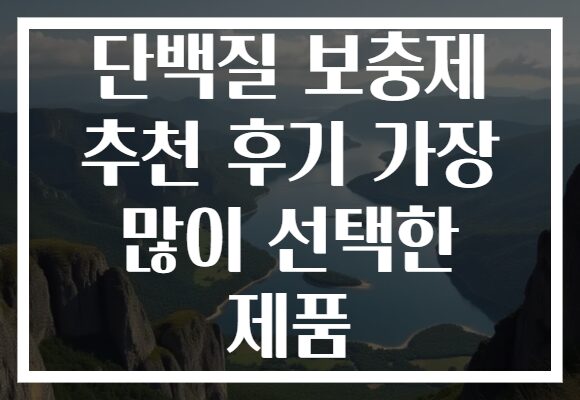 단백질 보충제 추천 후기 가장 많이 선택한 제품