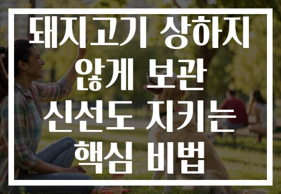 돼지고기 상하지 않게 보관 신선도 지키는 핵심 비법
