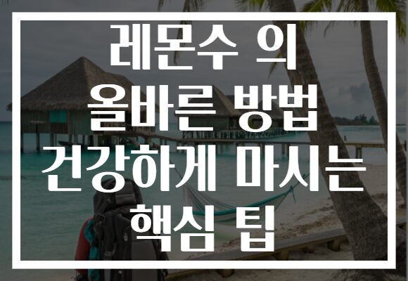 레몬수 의 올바른 방법 건강하게 마시는 핵심 팁