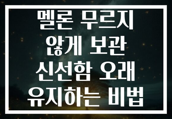 멜론 무르지 않게 보관 신선함 오래 유지하는 비법