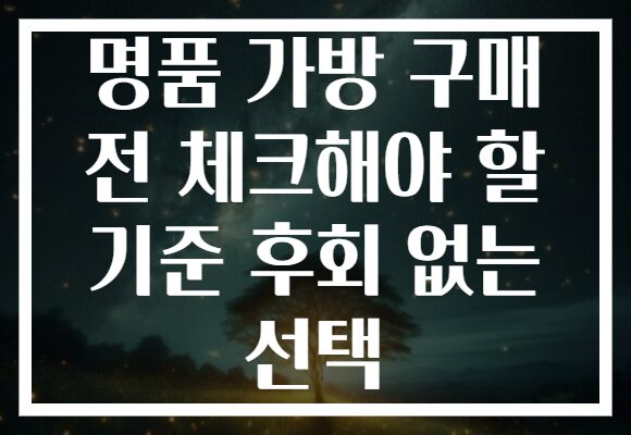명품 가방 구매 전 체크해야 할 기준 후회 없는 선택