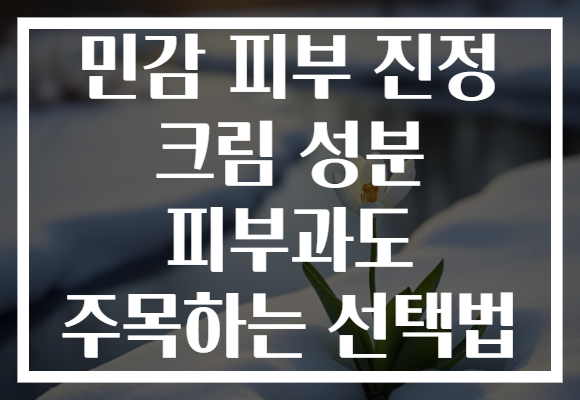 민감 피부 진정 크림 성분 피부과도 주목하는 선택법