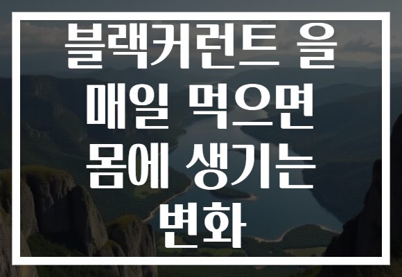 블랙커런트 을 매일 먹으면 몸에 생기는 변화