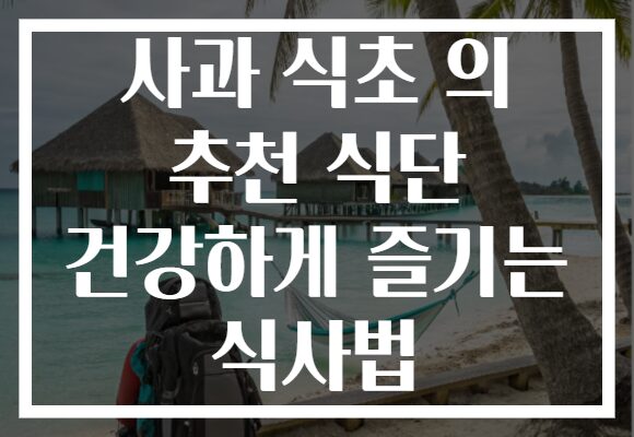사과 식초 의 추천 식단 건강하게 즐기는 식사법