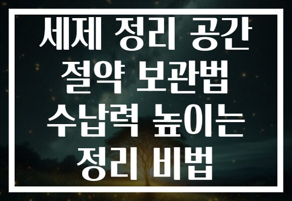 세제 정리 공간 절약 보관법 수납력 높이는 정리 비법