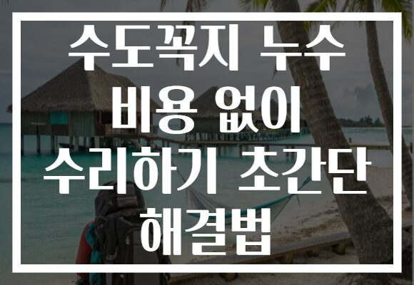 수도꼭지 누수 비용 없이 수리하기 초간단 해결법