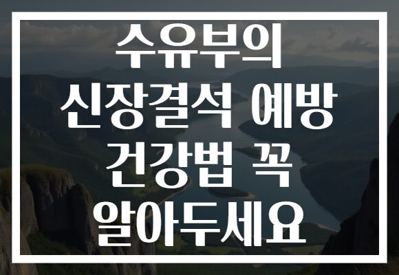 수유부의 신장결석 예방 건강법 꼭 알아두세요