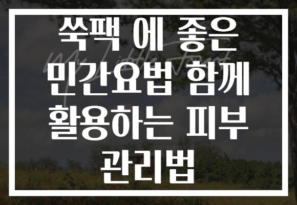 쑥팩 에 좋은 민간요법 함께 활용하는 피부 관리법