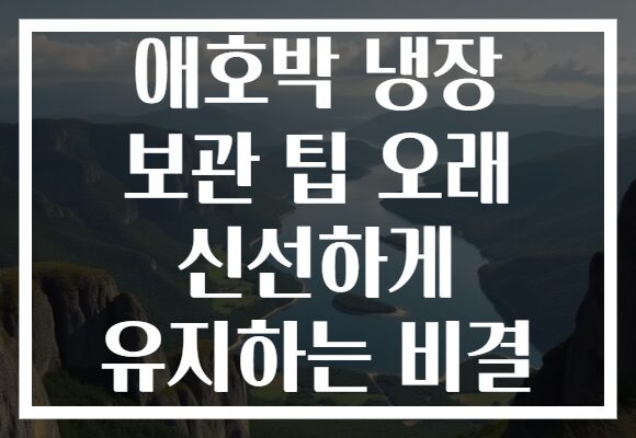 애호박 냉장 보관 팁 오래 신선하게 유지하는 비결