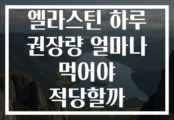 엘라스틴 하루 권장량 얼마나 먹어야 적당할까