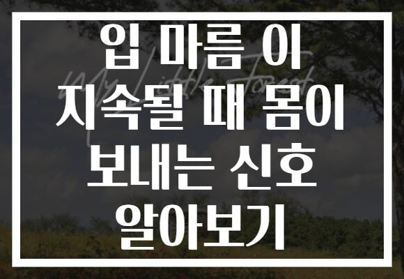 입 마름 이 지속될 때 몸이 보내는 신호 알아보기