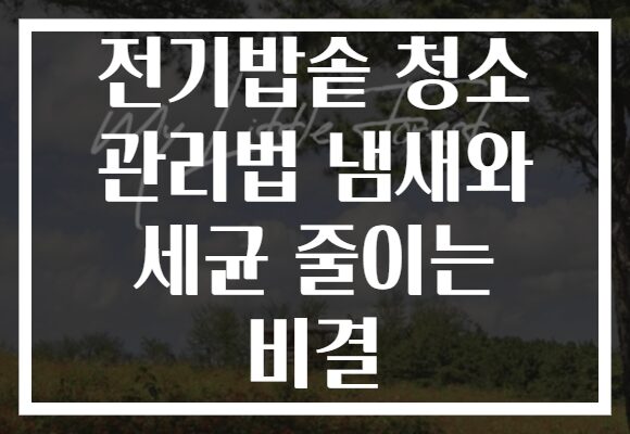 전기밥솥 청소 관리법 냄새와 세균 줄이는 비결
