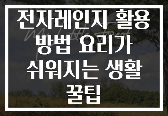 전자레인지 활용 방법 요리가 쉬워지는 생활 꿀팁