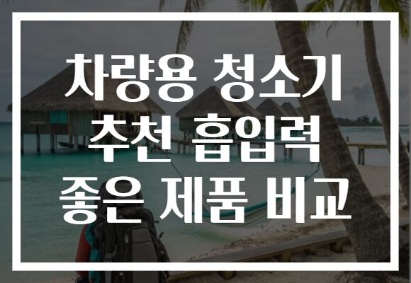 차량용 청소기 추천 흡입력 좋은 제품 비교
