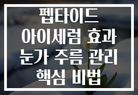 펩타이드 아이세럼 효과 눈가 주름 관리 핵심 비법