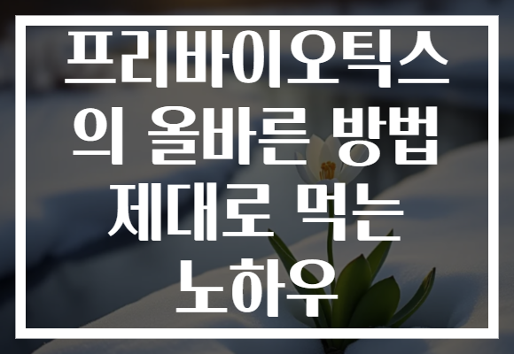 프리바이오틱스 의 올바른 방법 제대로 먹는 노하우