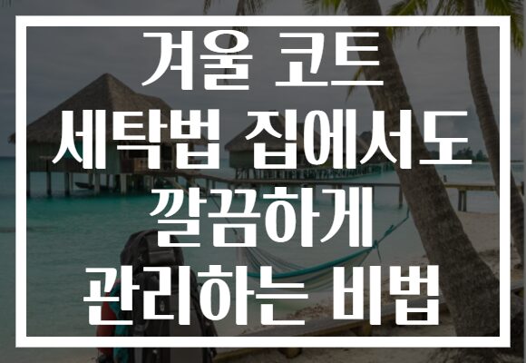 겨울 코트 세탁법 집에서도 깔끔하게 관리하는 비법