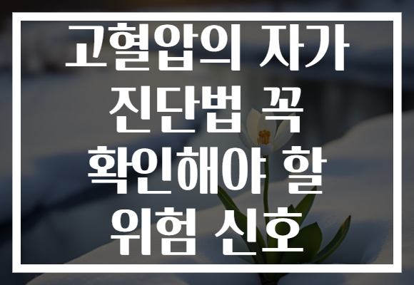 고혈압의 자가 진단법 꼭 확인해야 할 위험 신호