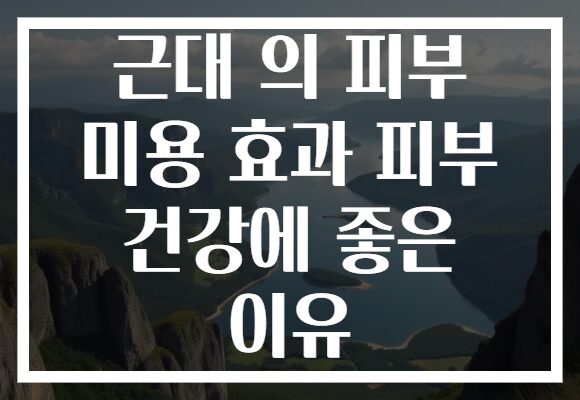 근대 의 피부 미용 효과 피부 건강에 좋은 이유