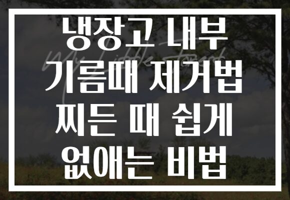 냉장고 내부 기름때 제거법 찌든 때 쉽게 없애는 비법