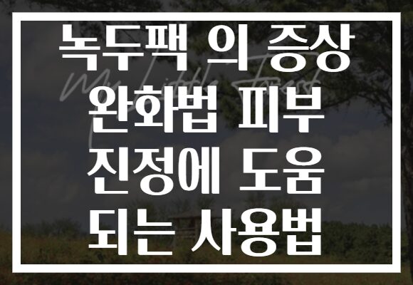 녹두팩 의 증상 완화법 피부 진정에 도움 되는 사용법