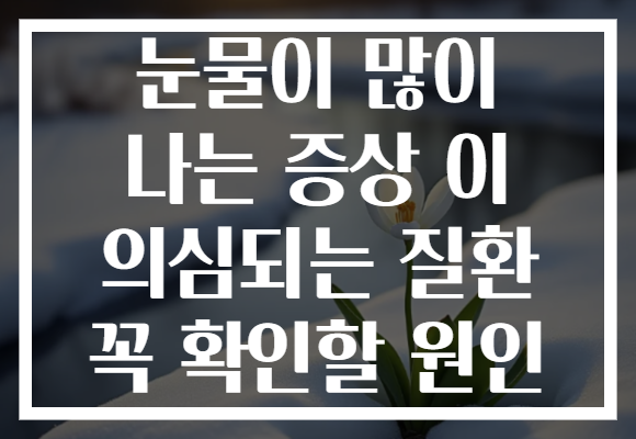 눈물이 많이 나는 증상 이 의심되는 질환 꼭 확인할 원인