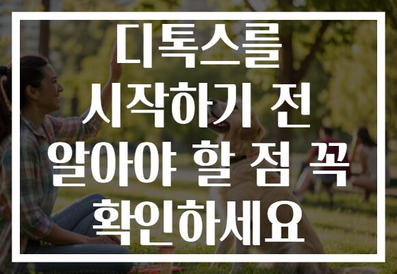 디톡스를 시작하기 전 알아야 할 점 꼭 확인하세요