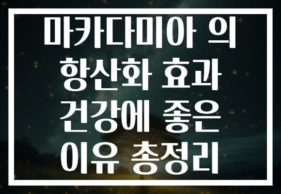 마카다미아 의 항산화 효과 건강에 좋은 이유 총정리