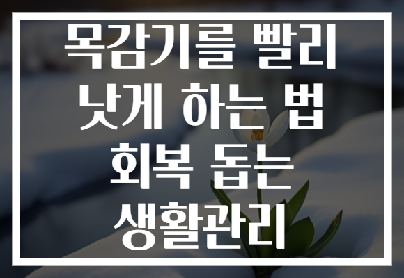목감기를 빨리 낫게 하는 법 회복 돕는 생활관리