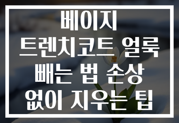 베이지 트렌치코트 얼룩 빼는 법 손상 없이 지우는 팁