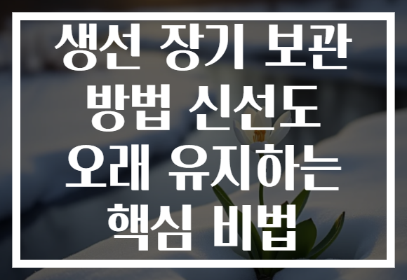 생선 장기 보관 방법 신선도 오래 유지하는 핵심 비법
