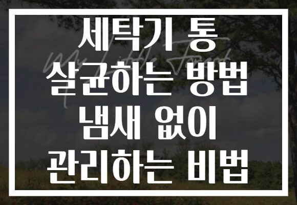 세탁기 통 살균하는 방법 냄새 없이 관리하는 비법
