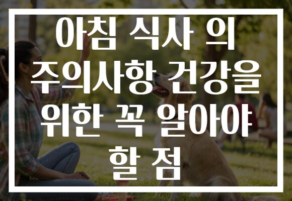 아침 식사 의 주의사항 건강을 위한 꼭 알아야 할 점