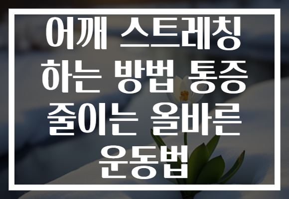 어깨 스트레칭 하는 방법 통증 줄이는 올바른 운동법