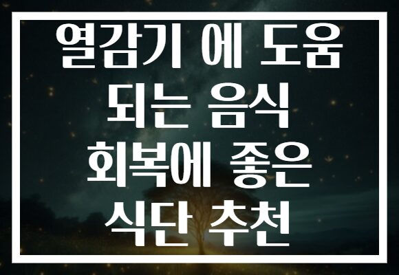 열감기 에 도움 되는 음식 회복에 좋은 식단 추천