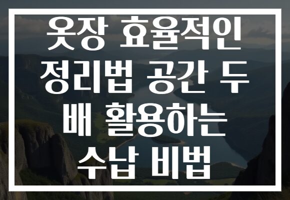 옷장 효율적인 정리법 공간 두 배 활용하는 수납 비법