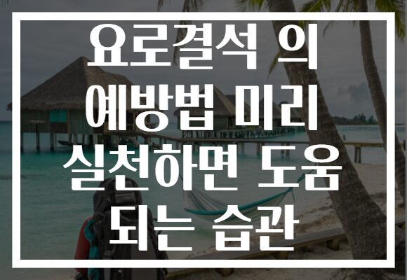 요로결석 의 예방법 미리 실천하면 도움 되는 습관