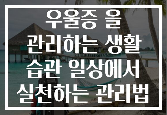 우울증 을 관리하는 생활 습관 일상에서 실천하는 관리법