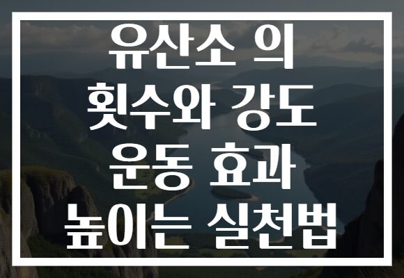 유산소 의 횟수와 강도 운동 효과 높이는 실천법