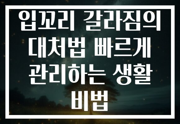 입꼬리 갈라짐의 대처법 빠르게 관리하는 생활 비법