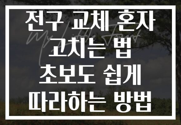 전구 교체 혼자 고치는 법 초보도 쉽게 따라하는 방법