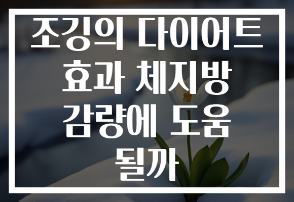 조깅의 다이어트 효과 체지방 감량에 도움 될까
