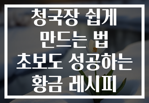 청국장 쉽게 만드는 법 초보도 성공하는 황금 레시피