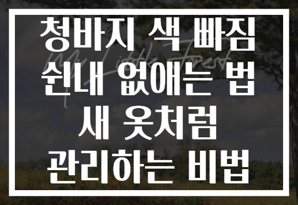 청바지 색 빠짐 쉰내 없애는 법 새 옷처럼 관리하는 비법